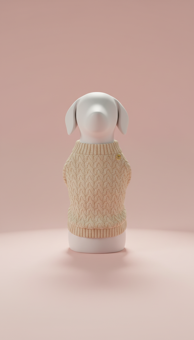 Champagne Cream Knit Dog Sweater